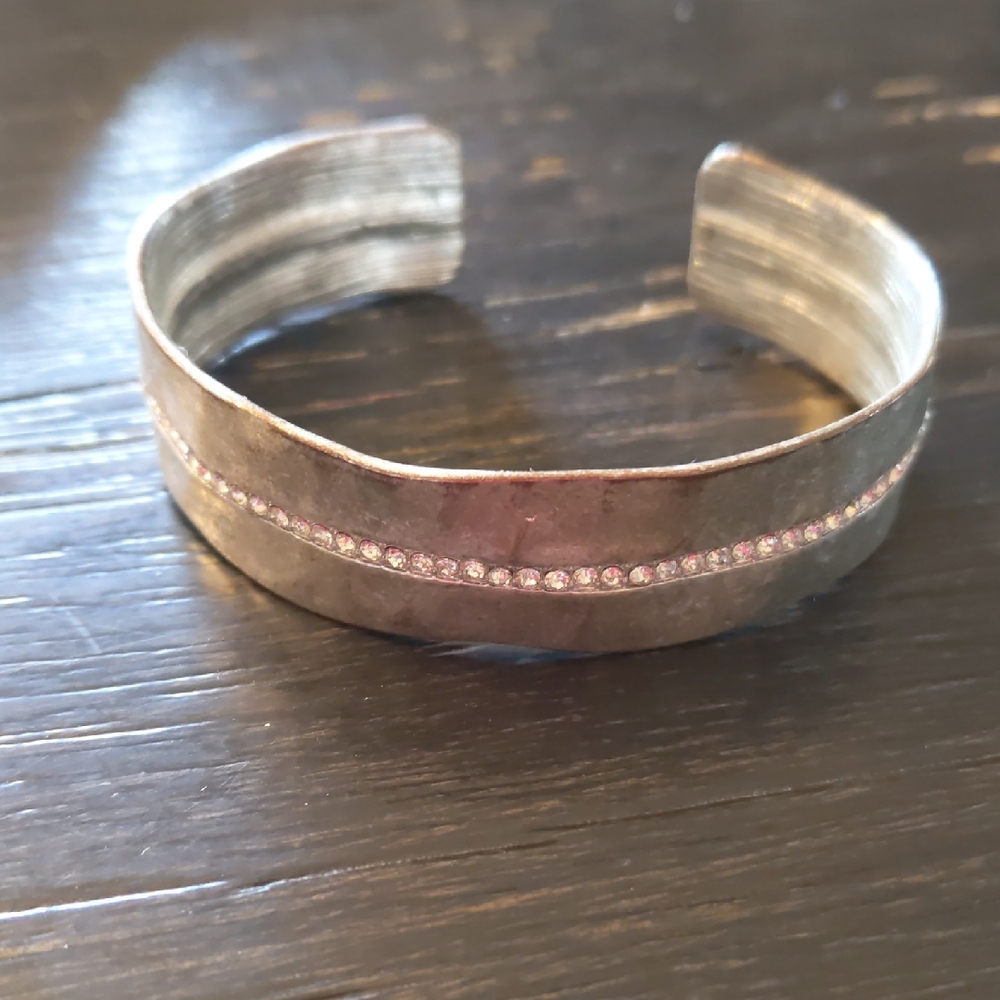 Silver Hammered Metal  Bracelet